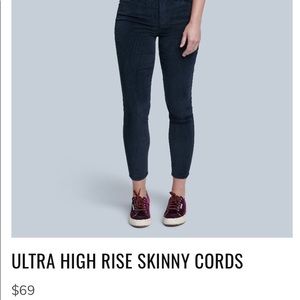 SEVEN7 ULTRA HIGH RISE SKINNY CORDS  BLACK SZ 12